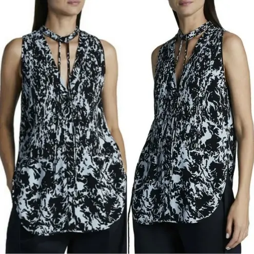 Proenza Schouler WHITE LABEL | Printed Sleeveless Pintuck Georgette Top Sz. 4