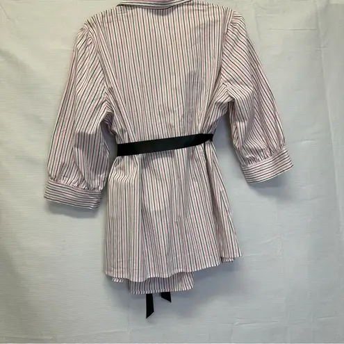 Motherhood Maternity Striped Mock Wrap Top with Belt, Size 1X