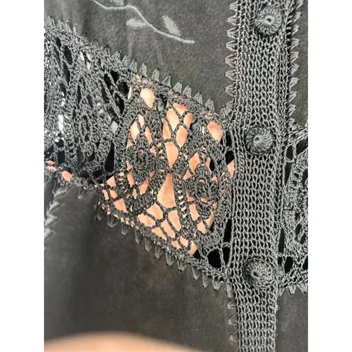 Venezia Womens Black Suede Western Jacket Long Coat Plus Size 1X Fringe Crochet