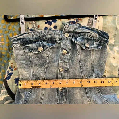 Miss Sixty XXS Vintage Denim Asymmetric Button-Up Dress