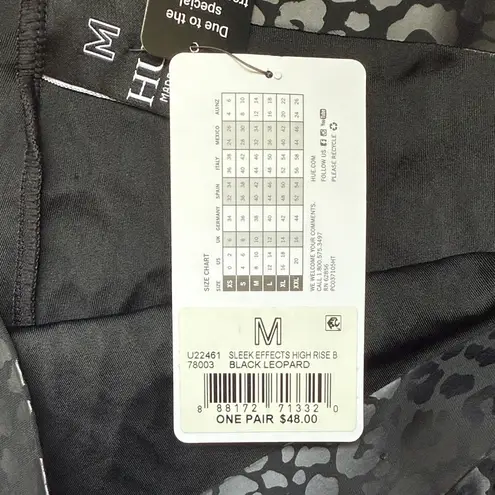 Hue NWT Black Leopard Sleek Effects High-Rise Bike Shorts Size Medium