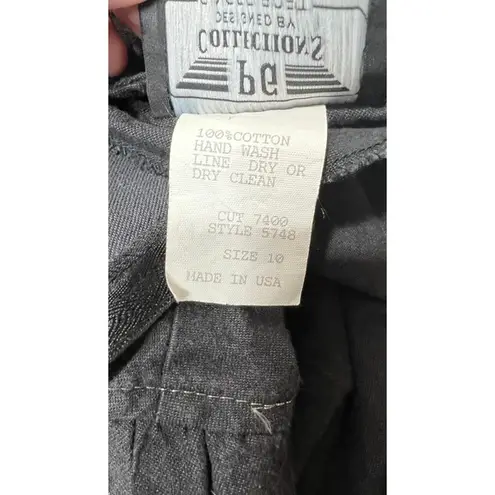 PG Collections Western Style Black Denim Dress with White Embroidery Size 10