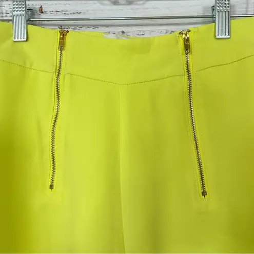 Line and Dot  Neon Yellow Double Zipper Front Wide Leg Pants, NWOT, Size Small