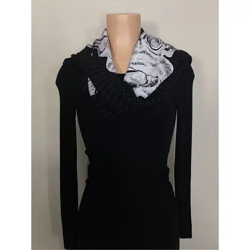 Lauren Moshi New. black floral stripe scarf. Retails $169