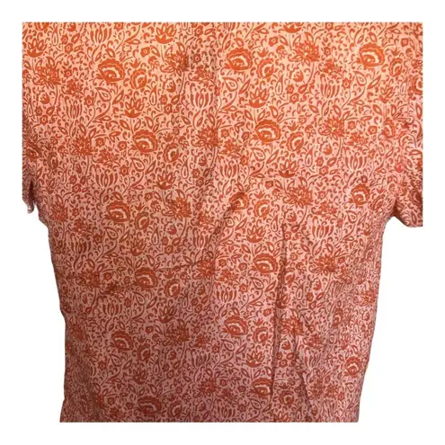 Parker  Gloria NWT VNeck Button Down Floral Print Blouse, Terracotta Rue, Small