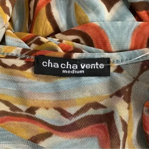 Cha Cha Vente Size Medium Hi Low Style Mesh Top. New Without Tag Blue