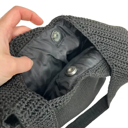 The Sak Solid Black Crochet Shoulder Bag Purse