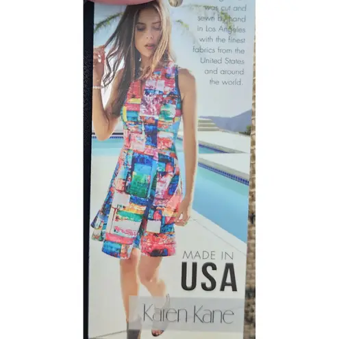 Karen Kane Art and Soul T Shirt Dress Blue Red Abstract Print Long Sleeve Size L - Image 8