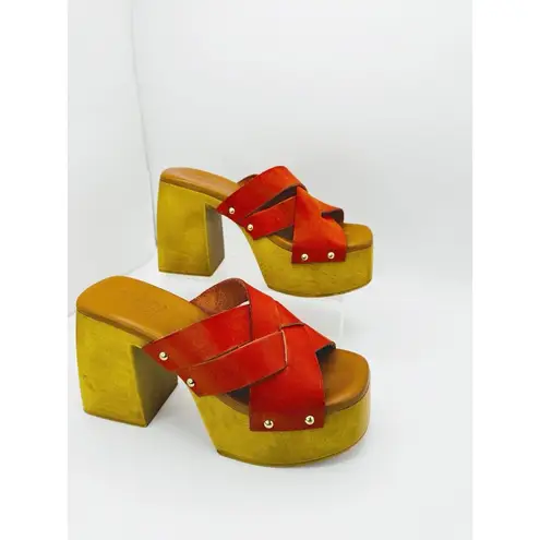 ZIGI Orange block heel Crisscross Suriel Platform Retro