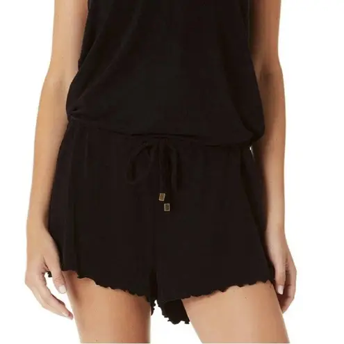 California Waves Junior's Cover Up Romper Swimsuit Black Size Large