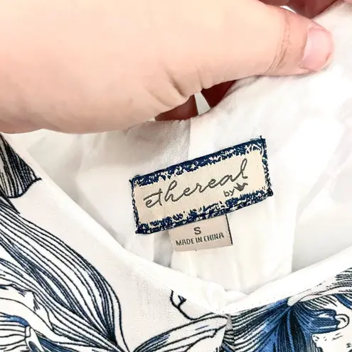 Ethereal by Paper Crane Blue Floral Flowy Tank Shift Dress Size S