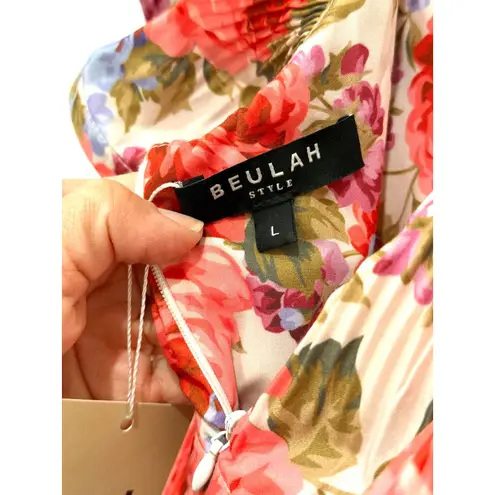 Beulah Tuckernuck Exclusive Rita Floral Pleated Tiered Midi Dress Multi Large