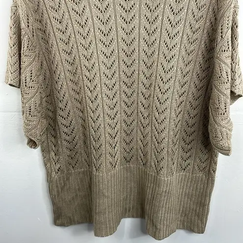 Dress Barn  Pullover Open knit Crochet Turtleneck Sweater Tan size 2X