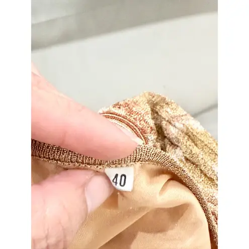 Missoni Lurex Wave V-Neck Scallop Hem Sleeveless Maxi Dress Gold Multi Womens 40