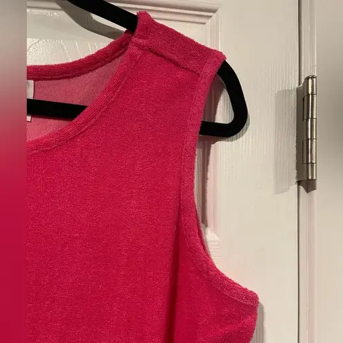 NWOT Metropolitan Size S Bright Pink Terry Cloth Tank Sun Dress Coverup Pockets