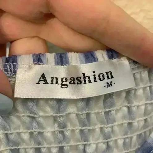 Angashion blue white stripe dress sz M nautical preppy teacher casual buttons