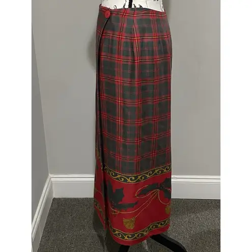 Charter Club Wrap Maxi Skirt Women’s Sz 8 Preppy Holiday Plaid Peasant EUC