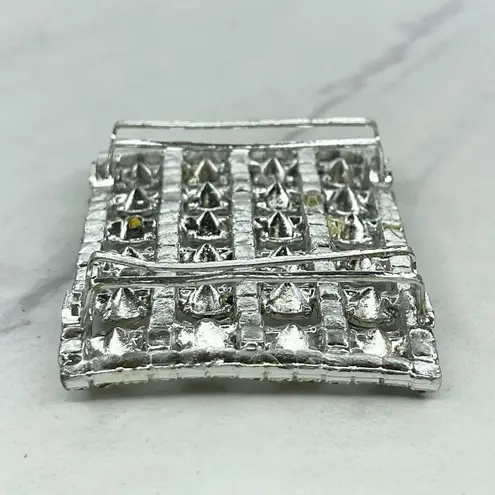 The Bar Silver Tone Clear Rhinestone Scarf Slide