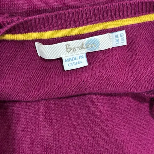 Boden Size 10 M/L Barbie Pink Ruffle Trim Wool + Cotton Pullover Sweater K0041 Size L