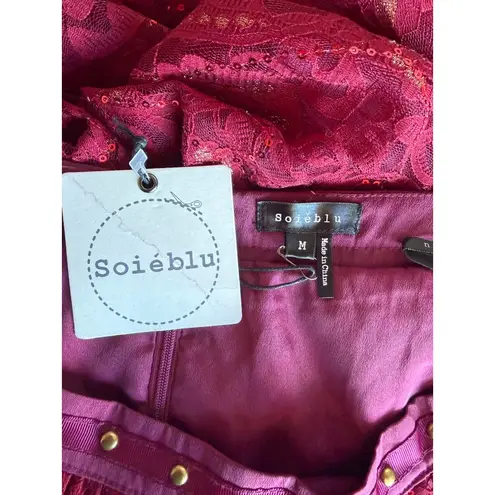 Soiéblu NWT Soieblu Red and Gold Lace Skirt