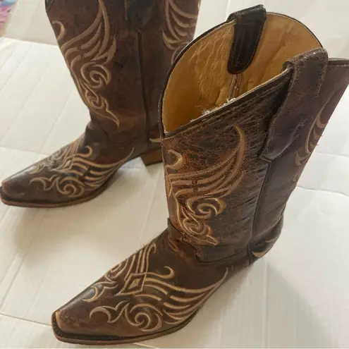 Circle G Women's Brown Leather Cowboy Boots. Size 7M