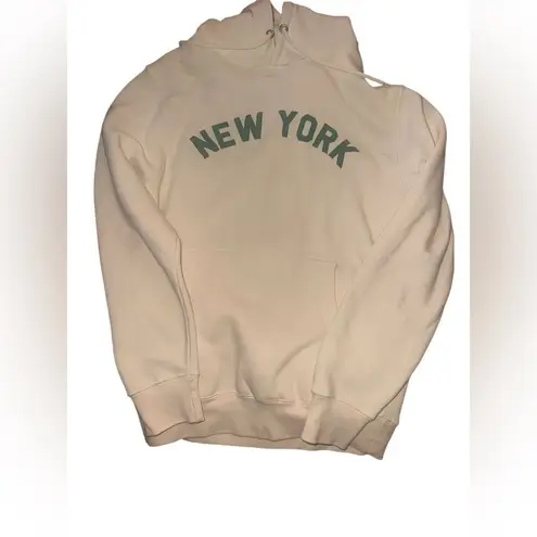 Mure + Grand New York puff Cream Hoodie with Green Print. Size Small.