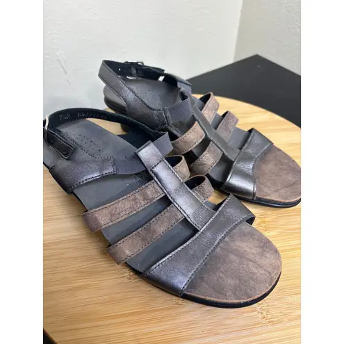 SAS Allegro Tripad Comfort Sandals Women's 7.5M Metallic Bronze Strappy Heel Gray Size 7.5