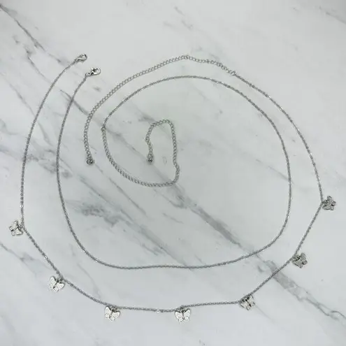 Dainty Butterfly 2 Piece Chain Link Belt Size XS Small S ✨ Silver