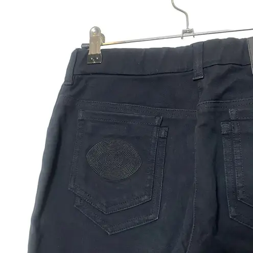 Arje Mid Rise Skinny Jeans Black Italian Fabric Cotton Womens Size 6