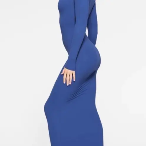 SKIMS Fits Everybody Crewneck Long-Sleeve Dress Sapphire Size Medium