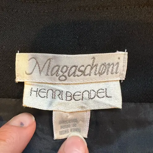 Magaschoni Henri Bendel Midi Skirt 100 % Wool Zipper & 1 Pocket In Back …