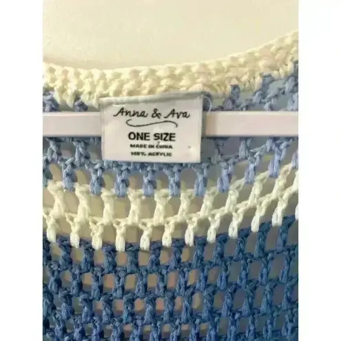Anna & Ava Crochet Striped colorful OS Duster Cardigan Swim Coverup MSRP$98 NWOT