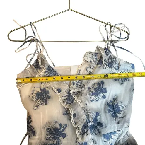 Athena Procopiou Size 2 French Fairytale Ruffle Wrap Dress Blue White Floral