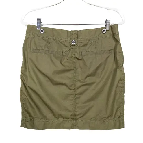 Loft  Olive Green Chino Skirt Above the Knee Pleated Waist Pockets Women's 6