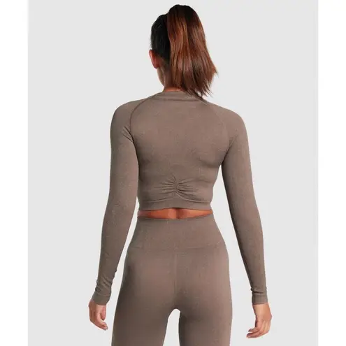 Gymshark  adapt fleck seamless long sleeve crop top brown