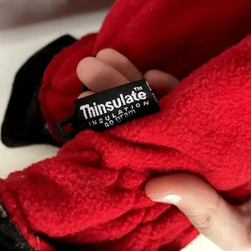 Thinsulate red black scarf mittens warm comfortable fleece one size