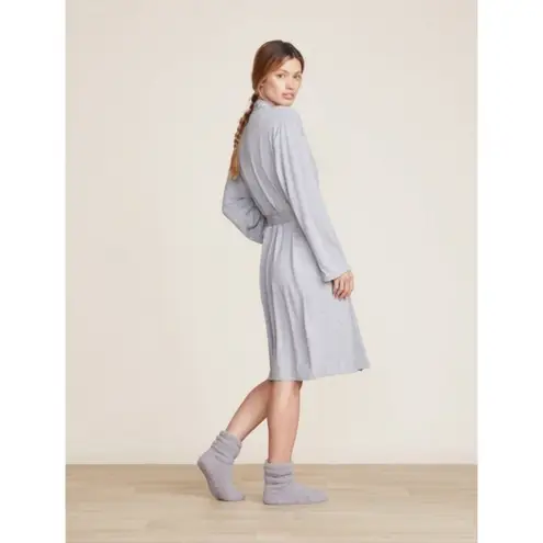 Barefoot Dreams Malibu Collection Soft Jersey Short Robe ~ Heathered Gray L NWT