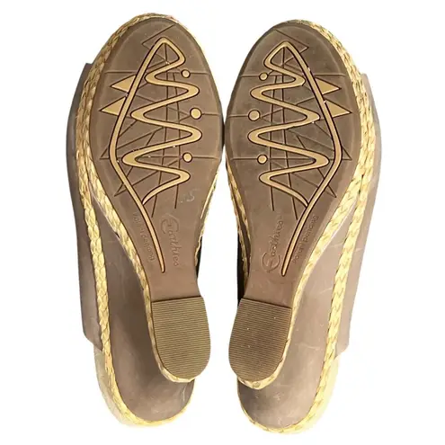 Earthies Setina Wedge Sandal Women 11 Taupe Leather Laser Cut Platform Boho Chic Brown