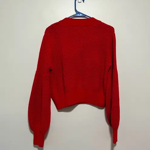 Shona joy Red Warner Cropped Cable Knit Sweater Size Medium