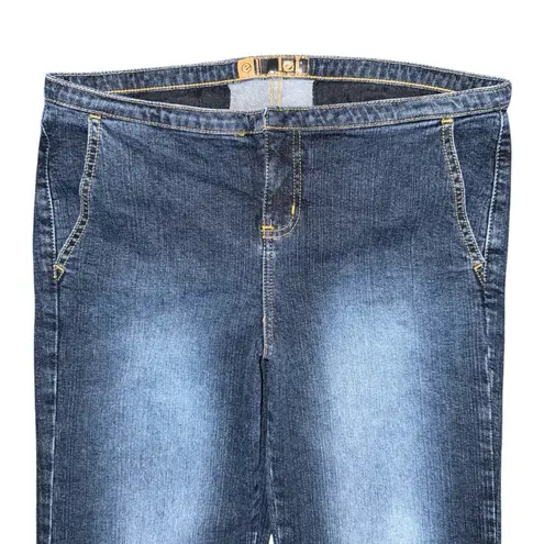 VTG 90s L.E.I. Wide Leg Jeans Sz 11 Y2K No Belt Loops Mid Rise Distressed Wash Blue