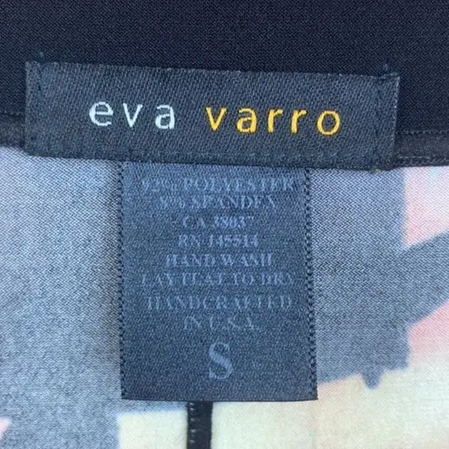 Eva Varro Black Abstract Art Print Half Sleeve Dress Tunic Top S