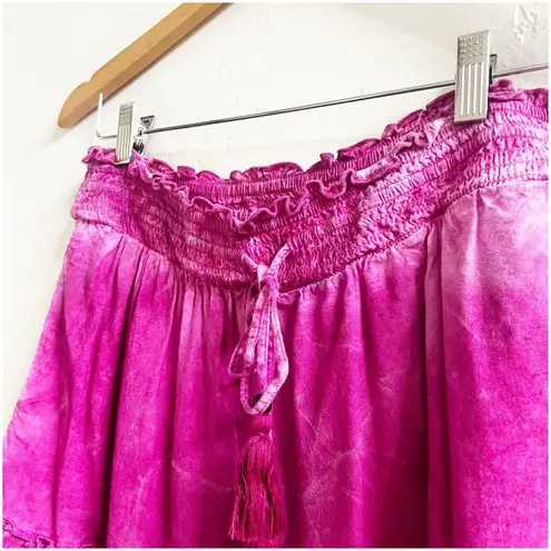 Pilcro By Anthropologie Distress Wash Flounce Peasant Mini Skirt Size Small Pink