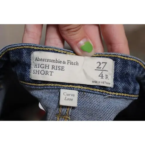 Abercrombie & Fitch Womens  Curve Love High Rise Short Blue Jean Shorts Size 27 4