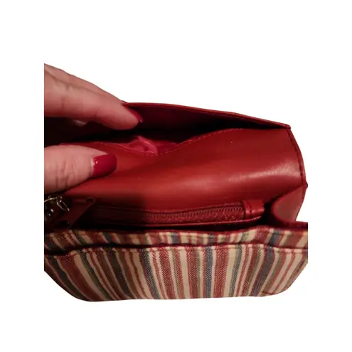 Longaberger Wallet Striped Canvas Coin Purse Key Clip Small