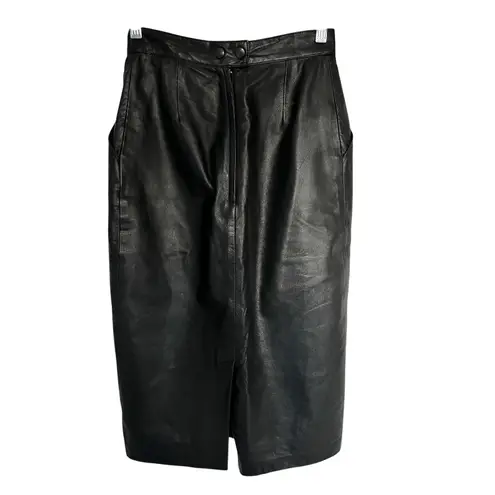 ItalModa Vintage Leather Black Pencil Skirt Sz XS