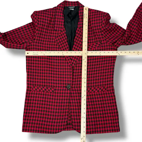 Vintage Chad Stevens Buffalo Check Long Boyfriend Blazer Red Black 12