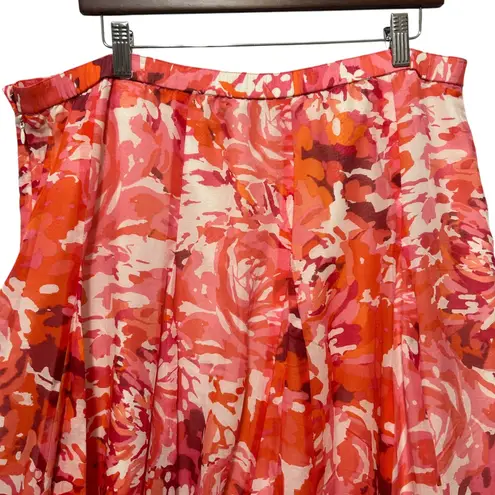 Coldwater Creek Women A Line Skirt PXL Pink Orange Whimsical Floral Silk Blend