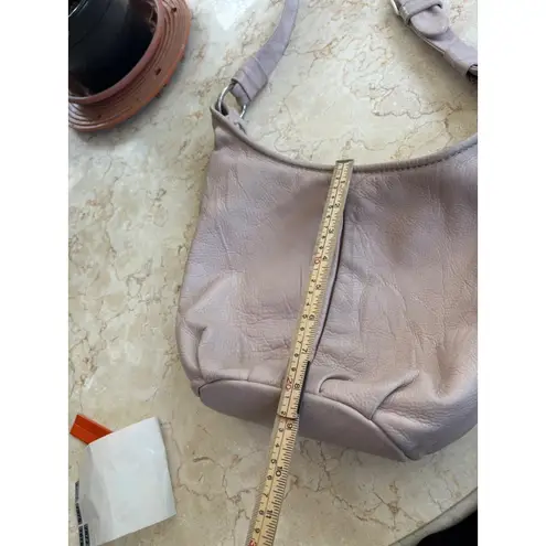 NUOVEDIVE Beige/PINK Leather Hobo Shoulder Bag With Adjustable Strap & Zippered