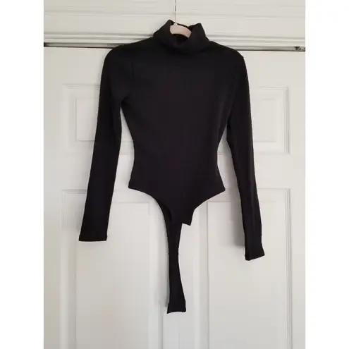 Madewell  Womens Black Turtleneck Long Sleeve Thong Bodysuit Size XS