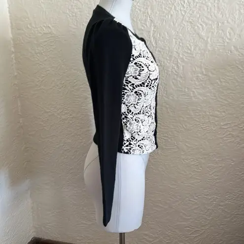 Delia’s Y2k Black Ivory Floral Crochet Puff Sleeve Cropped Cardigan Sweater XS Size undefined